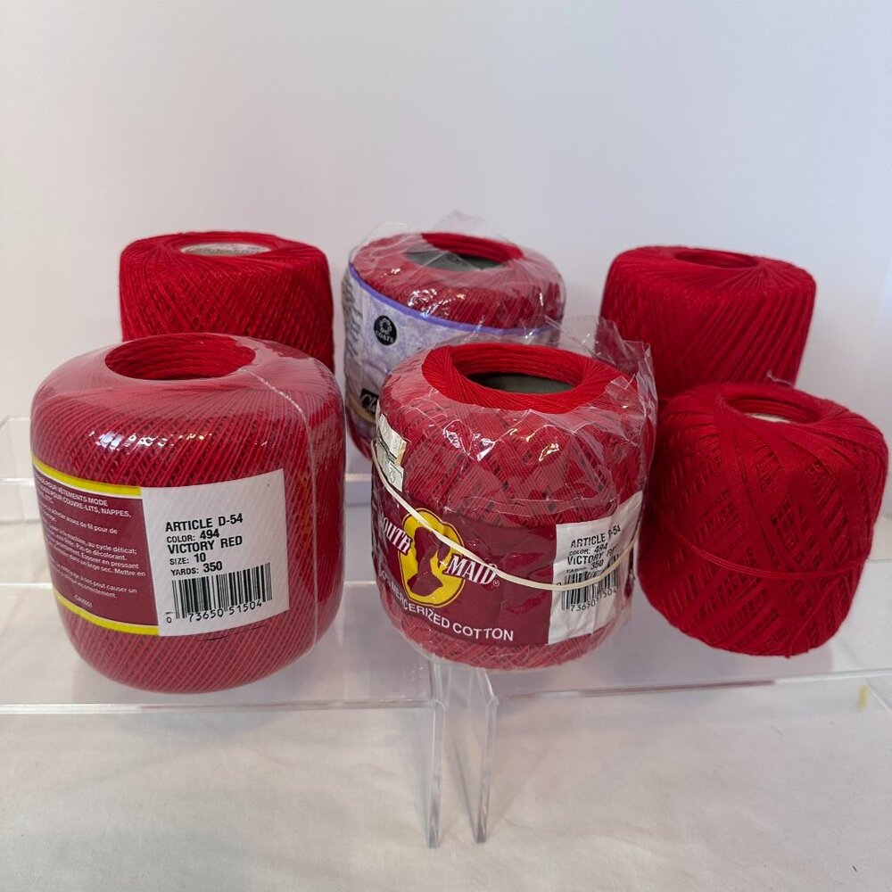 Vintage Red crochet thread, I believe all to be size 10